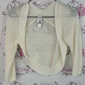 Wynne layers cardigan bolero knit crochet Elegant Cream Open-Front Women's Shrug